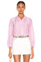 Raquel Allegra Shirred Bell Blouse In Purple