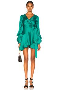 Patbo Ruffle Mini Wrap Dress In Green
