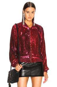 Retrofete Carrie Bomber Jacket In Red