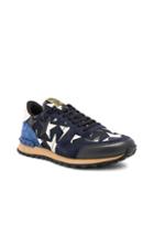 Valentino Rockstud Camouflage Sneakers In Geometric Print,abstract,blue