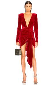 Alexandre Vauthier Velvet Wrap Mini Dress In Red