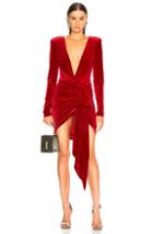 Alexandre Vauthier Velvet Wrap Mini Dress In Red
