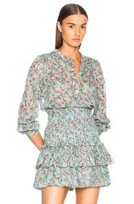 Isabel Marant Etoile Maria Printed Embroidered Blouse In Green,floral