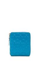 Comme Des Garcons Clover Embossed Zip Fold Wallet In Blue