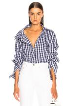 Monse Gingham Double Collar Shirt In Blue