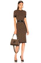 Fendi Knit Dress In Abstract,brown