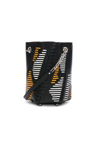 Proenza Schouler Mini Hex Leather Bucket Bag In Stripes,black,orange