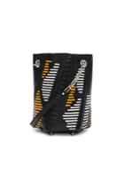 Proenza Schouler Mini Hex Leather Bucket Bag In Stripes,black,orange