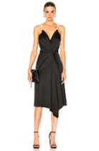 Victoria Beckham Heavy Fluid Silk Wrap Dress In Black