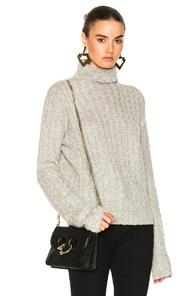 Ryan Roche Cable Mock Turtleneck Sweater In Gray