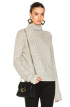 Ryan Roche Cable Mock Turtleneck Sweater In Gray