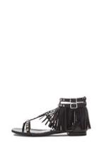 Saint Laurent Nu Pieds Leather Fringe Sandals In Black