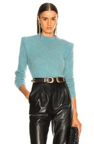 Alberta Ferretti Rib Trim Crewneck Sweater In Blue