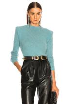 Alberta Ferretti Rib Trim Crewneck Sweater In Blue