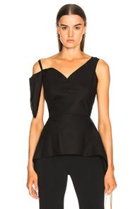 Roland Mouret Crambe Heart Embroidered Cotton Piquet Top In Black