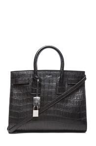 Saint Laurent Small Sac De Jour Embossed Carryall Bag In Black,animal Print