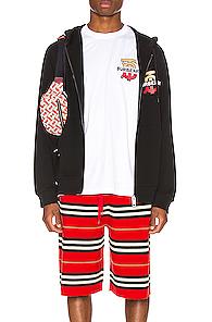 Burberry Mucklow Print Zip Hoodie In Black