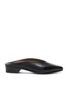 Alumnae Leather Pointy Almond Mules In Black