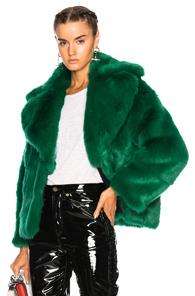 Msgm Faux Fur Jacket In Green