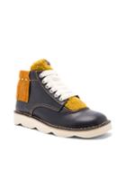 Coach 1941 Leather Derbies Shearling Tongue Boots In Blue