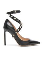 Valentino Leather Rockstud Strap Heels In Black