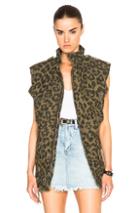 Saint Laurent Sleeveless Leopard Print Vest In Green,animal Print