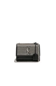 Saint Laurent Small Studded Monogramme Sunset Chain Bag In Black