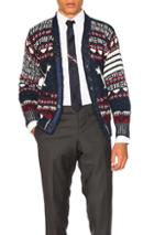 Thom Browne Hector Browne Fair Isle Cardigan In Blue,stripes