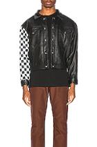 Enfants Riches Deprimes Checkered Sleeve Leather Jacket In Black