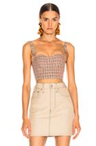 Maison Margiela Print Corset Top In Neutral,plaid,orange