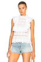 Sea Ruffle Lace Embroidered Top In White