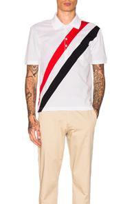 Thom Browne Diagonal Stripes Polo In Blue,red,stripes,white