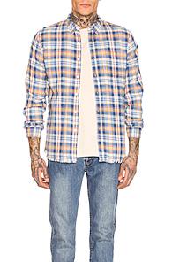 Frame Long Sleeve Pocket Shirt In Blue,plaid