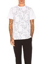Neil Barrett All Over Line Graphic Tee In White,abstract