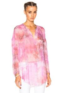 Raquel Allegra Shirred Fuchsia Tunic In Pink,ombre & Tie Dye