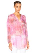 Raquel Allegra Shirred Fuchsia Tunic In Pink,ombre & Tie Dye