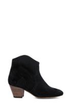 Isabel Marant Dicker Calfskin Velvet Leather Booties In Black
