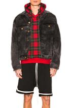 Fear Of God Selvedge Denim Holy Water Trucker Jacket In Black,ombre & Tie Dye