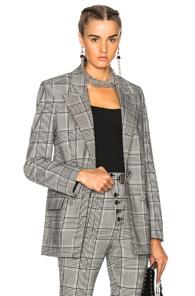 Alexander Wang Single Breasted Blazer In Black,checkered & Plaid
