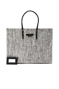 Balenciaga Tween Papier Zip Around Plate In Gray,abstract