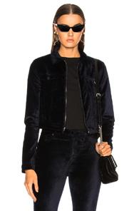 Cotton Citizen For Fwrd Velvet Crop Utility Jacket In Blue