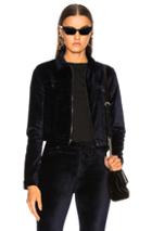 Cotton Citizen For Fwrd Velvet Crop Utility Jacket In Blue