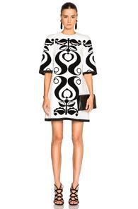 Victoria Victoria Beckham Printed Canvas Dress In White,abstract