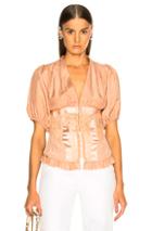 Icons Corset Top With Puff Sleeves Top In Neutrals