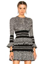Alexander Mcqueen 3/4 Sleeve Peplum Top In Black,white
