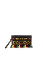 Valentino Rockstud Ribbons Clutch In Black,geometric Print