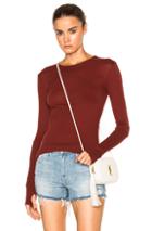 Enza Costa Cashmere Cuffed Crew Sweater In Red