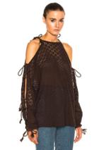 See By Chloe Open Shoulder Knit Pullover In Brown