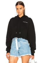 Off-white Quotes Cropped Hoodie In Black
