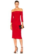 Norma Kamali Off Shoulder Shirred Waist Dress In Red